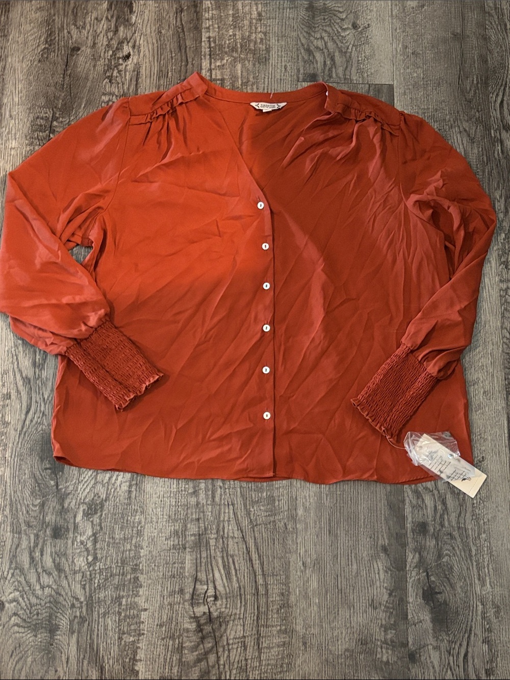 Nanette Lepore Button-Down Blouse - Rust Orange - Size XLarge